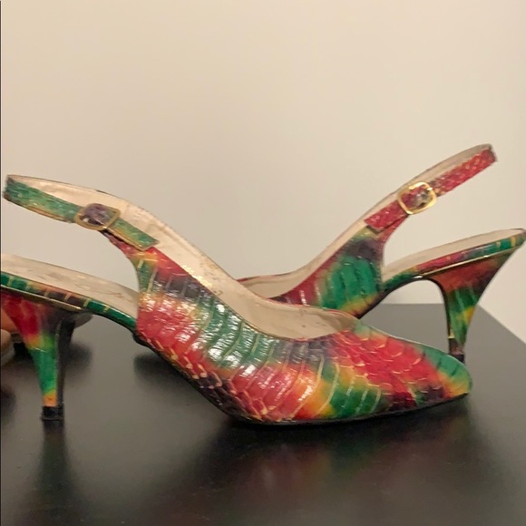 Snakeskin shoes. Rainbow coloured size 6.5 - Picture 3 of 8